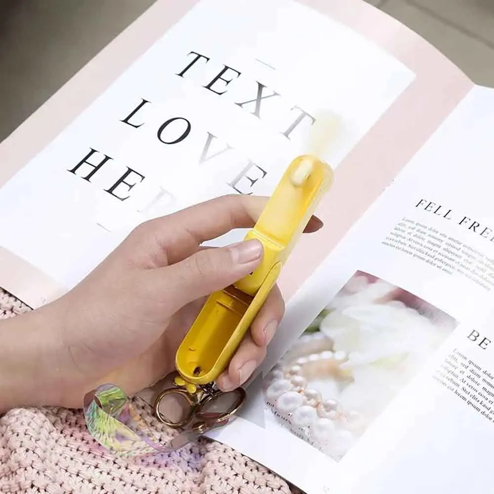 Cute Cartoon Mini Portable Folding Fan USB Rechargeable Long-Lasting Battery Handheld for Work Travel Desktop Cooling