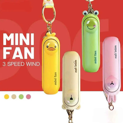 Cute Cartoon Mini Portable Folding Fan USB Rechargeable Long-Lasting Battery Handheld for Work Travel Desktop Cooling