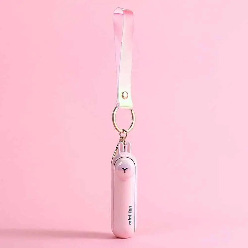 Cute Cartoon Mini Portable Folding Fan USB Rechargeable Long-Lasting Battery Handheld for Work Travel Desktop Cooling